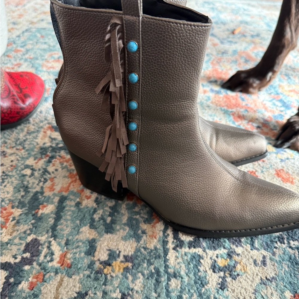 Crazy Train Boujee Babe Booties - Western Silver Size 9